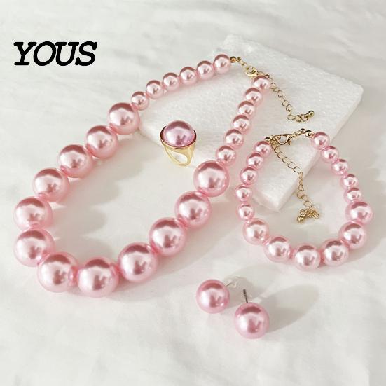 Wedding Necklace Earrings Bracelet 3Pcs/Set Imitation Pearls Jewelry Set, Adjustable Length Choker with Ear Studs White Dress Set And Bracelet,