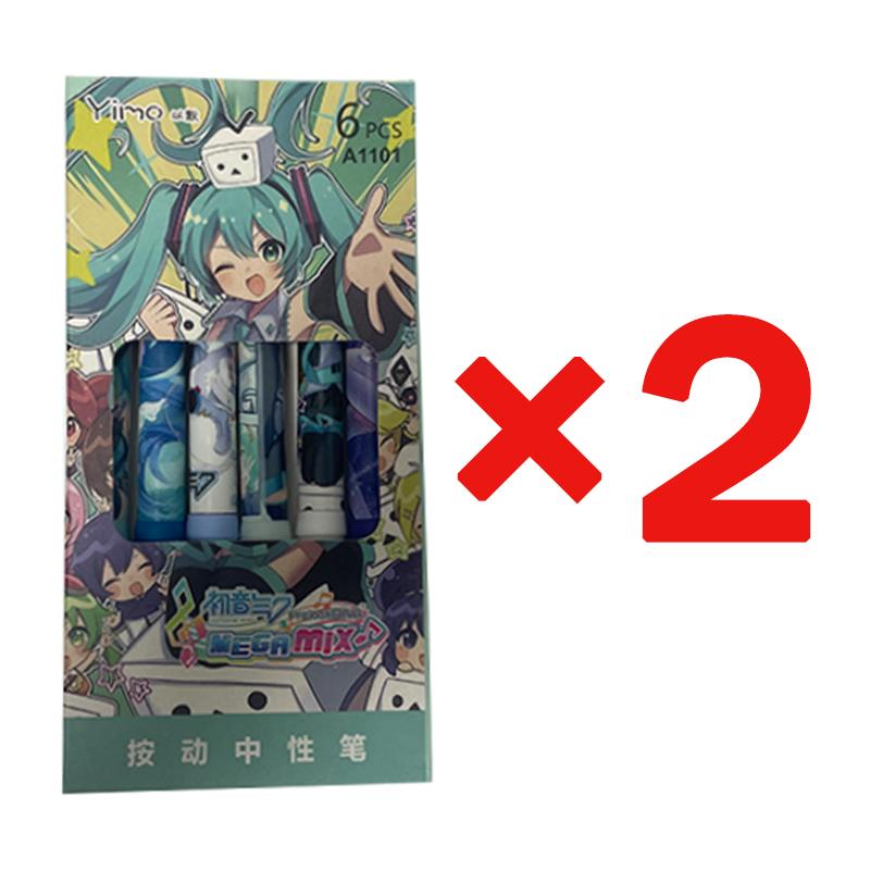 6Pcs/Set Hatsune Miku Cute Pen 0.5Mm Black Ballpoint Pen Writing School Office Students School Office Supplies Stationery