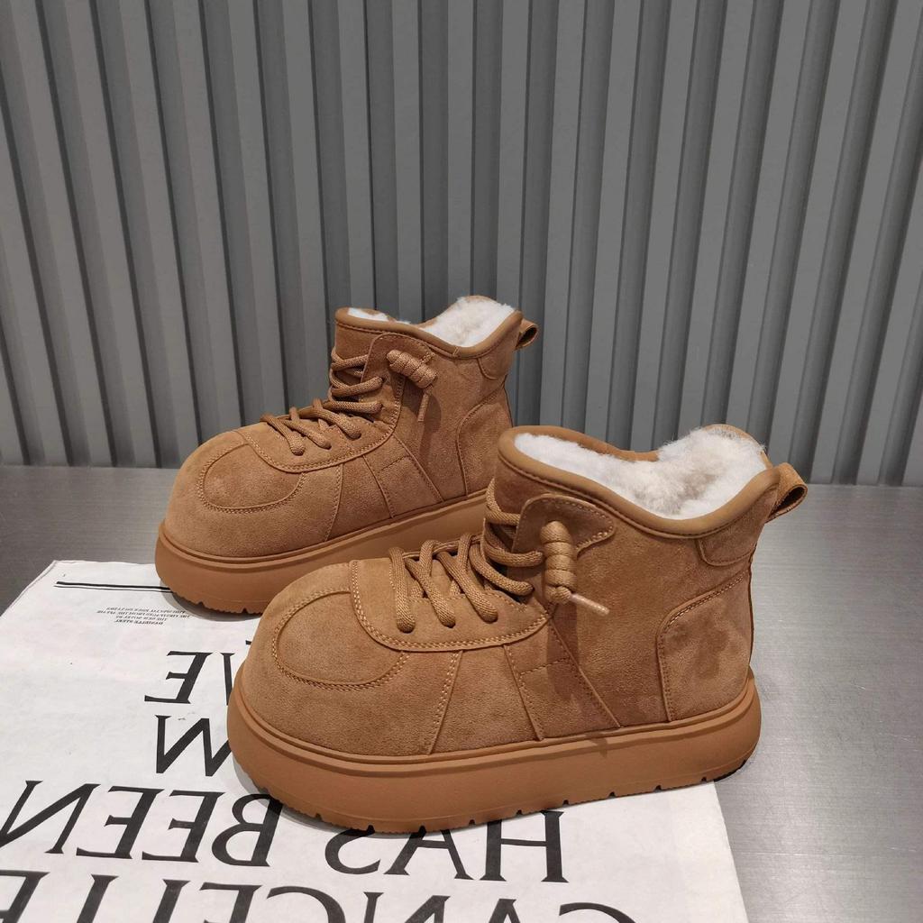 Botas de Neve de Algodão para Meninas com Cabeça Grande de Capivara e Veludo – Sapatos Pão para Todas as Estações 2025