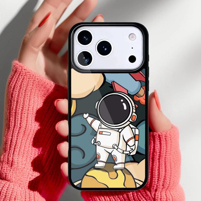Cute galaxy Astronaut Phone Case for iPhone 17 16 15 14 13 Pro Max Back Cover for 12 11 Pro Coque