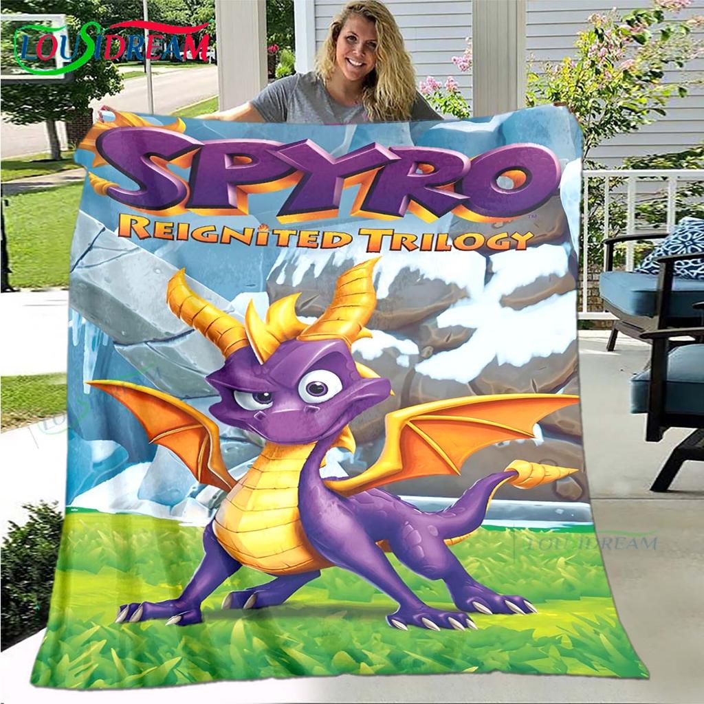 3D Klasické hry S-Spyro Drak Deka Hvězdné Umění Flanelová Tenká Deka Přenosná Domů Cestování Kancelář Deka na Obědovou Přestávku Dárek