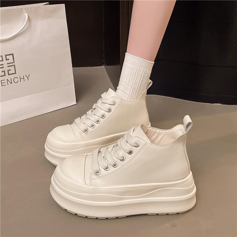 Big head trend increases thick-soled high-top shoes for women's 2025 autumn new casual versatile muffin bread shoes