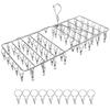 Clothes Peg Hanger, 70 Clips, All Stainless Steel, AYO Clothes Peg Hanger, Large Capacity, Durable, Rotating Neck, Long-lasting Design, Indoor/Outdoor