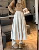 Women's High Waist Corduroy A-Line Mid-Length Skirt with Lace - Autumn/Winter 2025