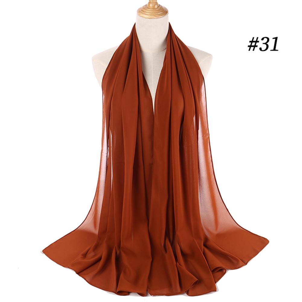 Solid Color Bubble Chiffon Muslim Hijab Wrap Shawl Scarf 70*175CM