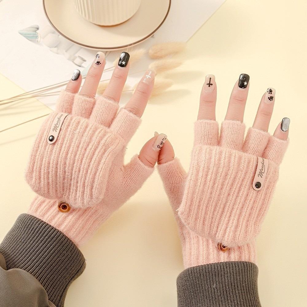 Touchscreen Knitted Wool Gloves Half-Finger Anti-Cold Bicycle Riding Gloves Thickened Fingerless Gloves Writing And Typing