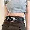 Y2K Black Belt Waist Seal American Style Leather Wide Belt New Rivet Belt  Gifts