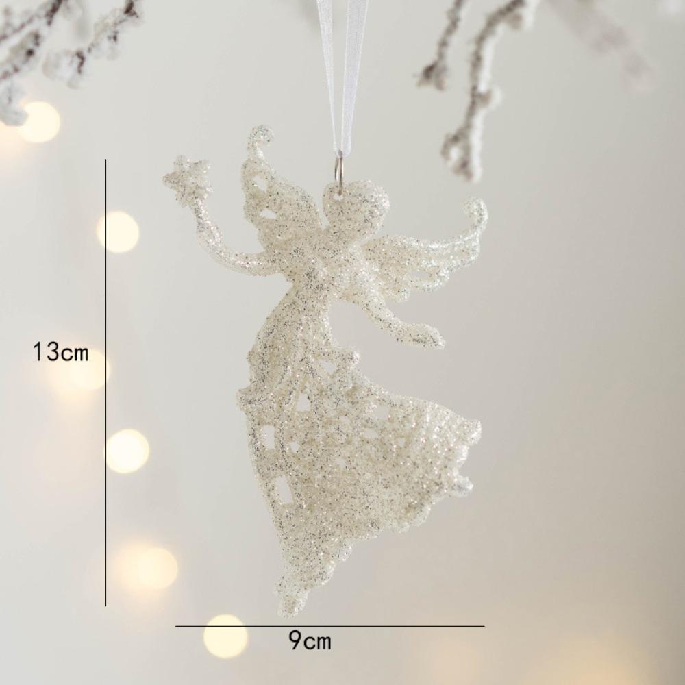 Glitter Christmas Decorations Plastic Xmas Tree Hanging Ornaments DIY Angel Fairy Pendant