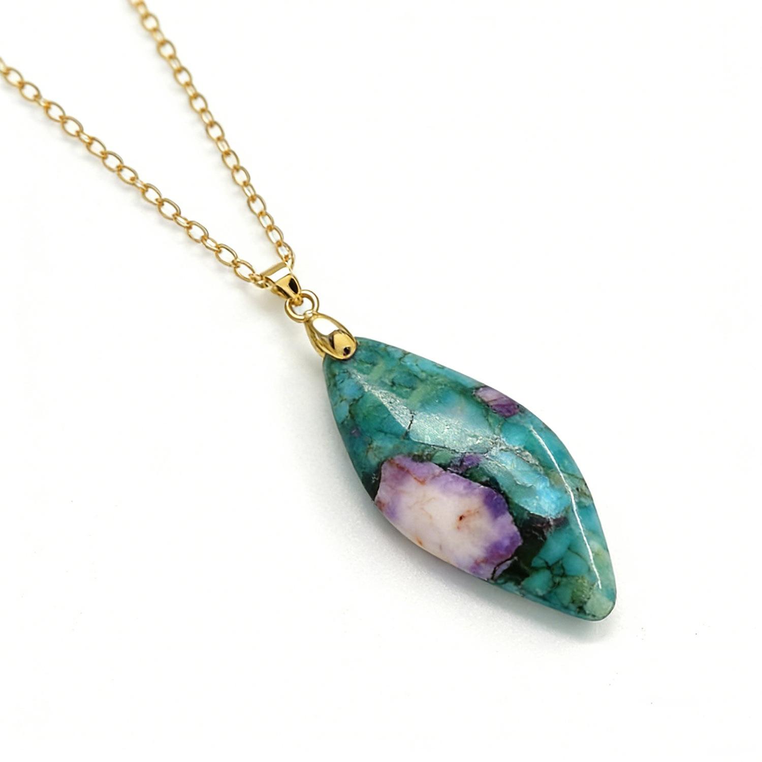 Exclusive Natural Stone Plated 18K Real Gold Chain Pendant Necklace Earrings Jewelry