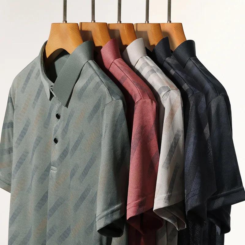 New Men's Business Casual Short Sleeved Printed Polo Shirt Fashionable Breathable Comfortable and Versatile Top