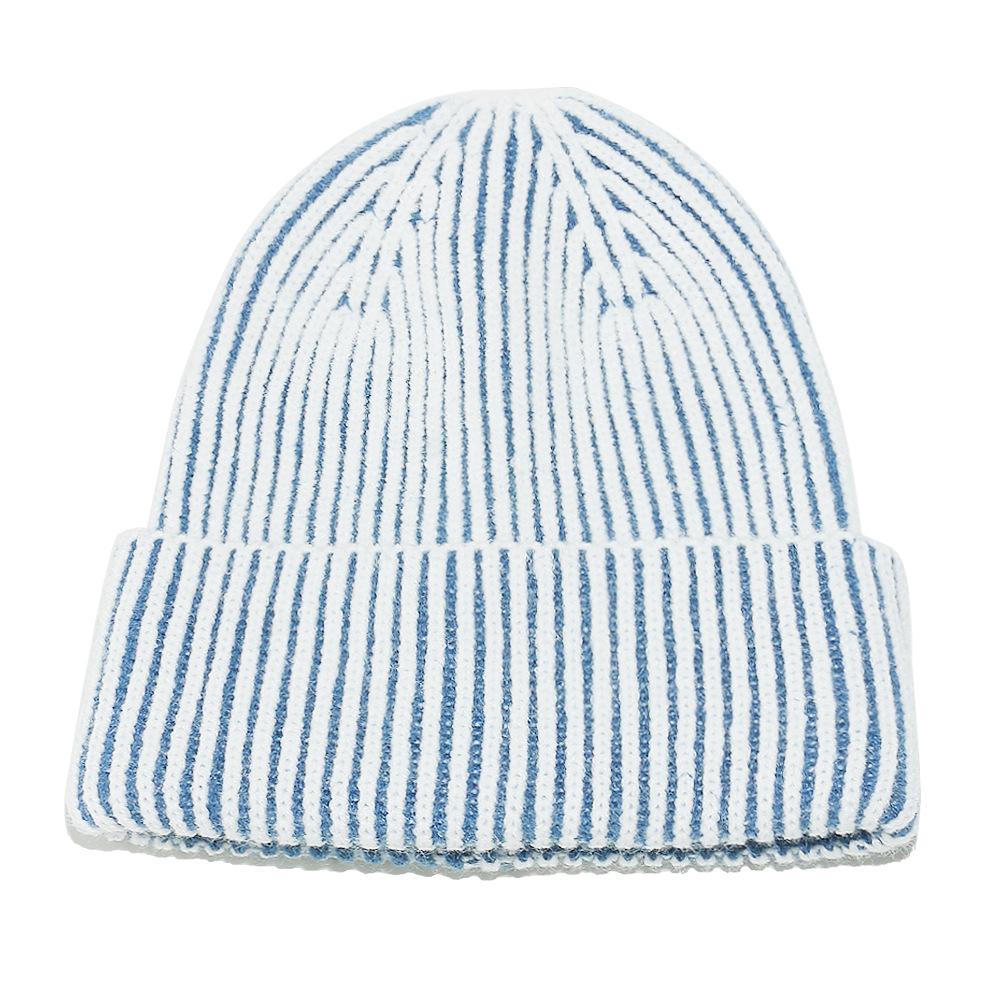 2025 Autumn and Winter New Winter Hat Blended Color Matching Vertical Striped Pullover Hat Men and Women Couples Knitted Hat