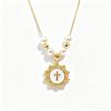 White Black Red Enamel Art Cross Zirconia Pendant Necklace: New Fashion for Women Party Pearl Chain Choker Religious Prayer Gift