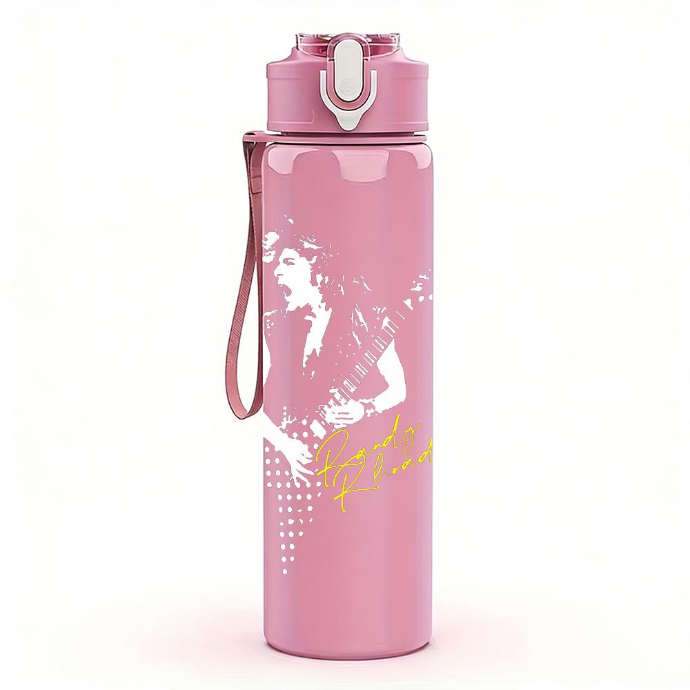 1PC Kiss of life dark band text print 750ml colorful plastic sports water bottle leakproof pop up lid with straw for outdoor work home use