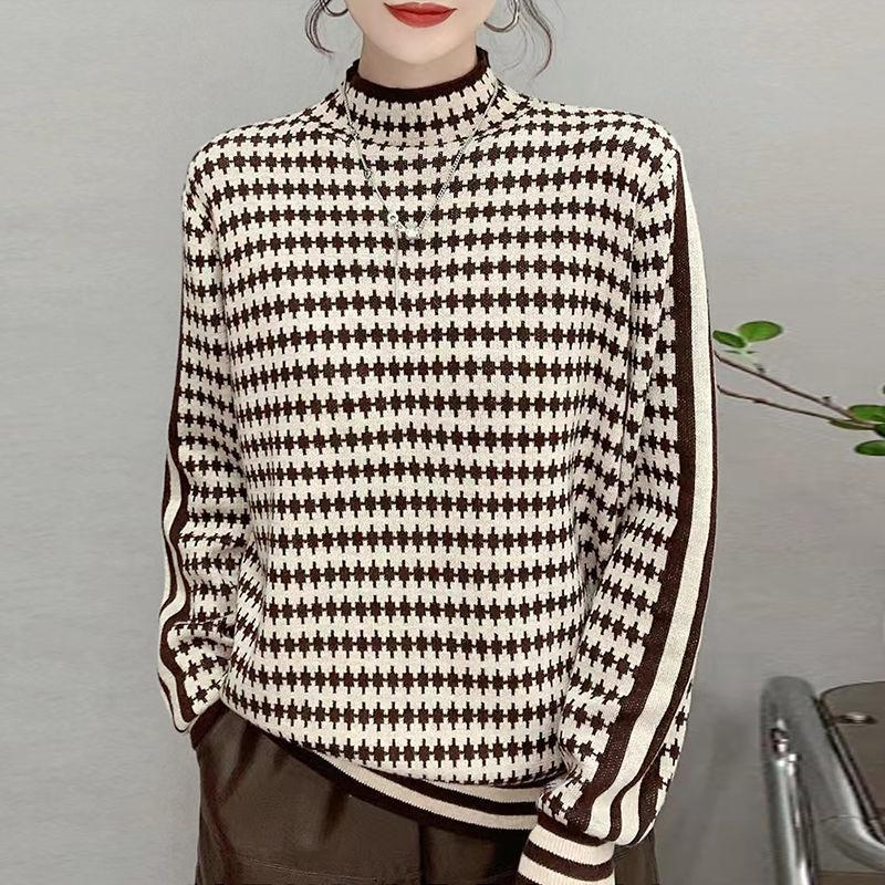 A New Autumn and Winter Semi-turtleneck Bottoming Sweater for Women's Autumn and Winter Sweater Loose Small Knitted Sweater for Women