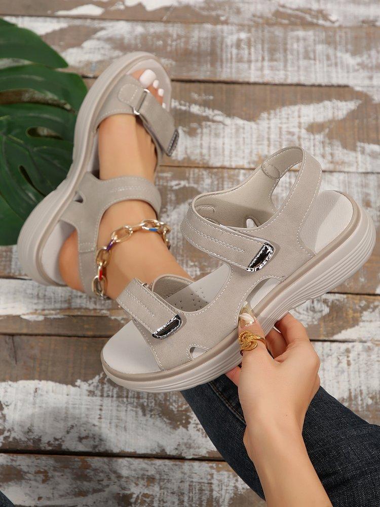 Large Size Sports Sandals for Women's Summer New Fashion Flat Velcro Sandals for Women