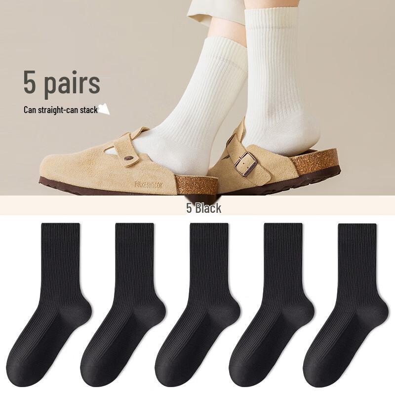 Женские носки Yalu, 5 пар, средней длины, хлопковые One Size (5 Pairs)