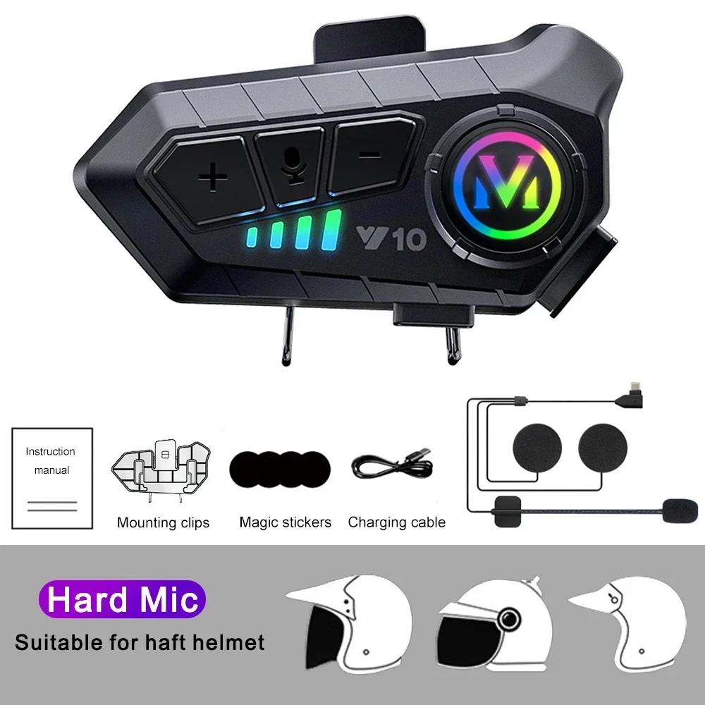 Y10 Motocyklová helma Headset Stereo Hlasové ovládání Bluetooth 5.3 Hands-Free volání IPX6 Vodotěsný 1000mAh S okolním světlem