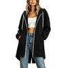 Women's Long Zip Up Hoodie Jacket Loose Fit Casual Outerwear with Pockets Lightweight Hooded Coat for Everyday Wear