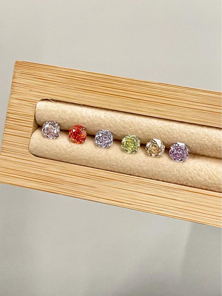 6mm Millennium Rose Cut Zircon Flat Back Earrings - Sweet & Spicy Bling for Cartilage & Conch.