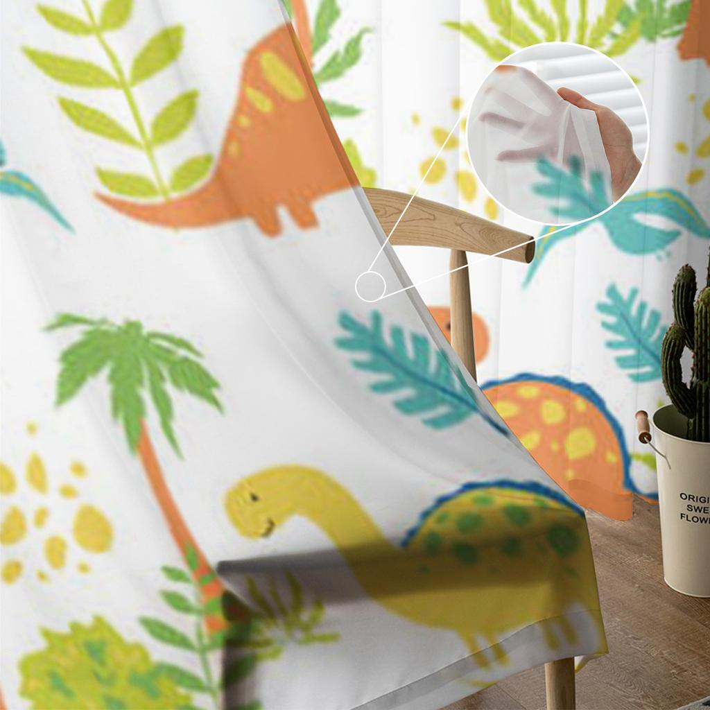 Dinosaurier Illustration Skira Gardiner för Vardagsrum Transparent Tyll Fönster Behandlingar Sovrum Kök Heminredning Slöja Draperier