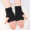 Short Fingerless Gloves Unisex Cotton Black Punk Glove Knitted Half-finger Mitten Hip-hop Student Anime Gloves Cosplay Accessory