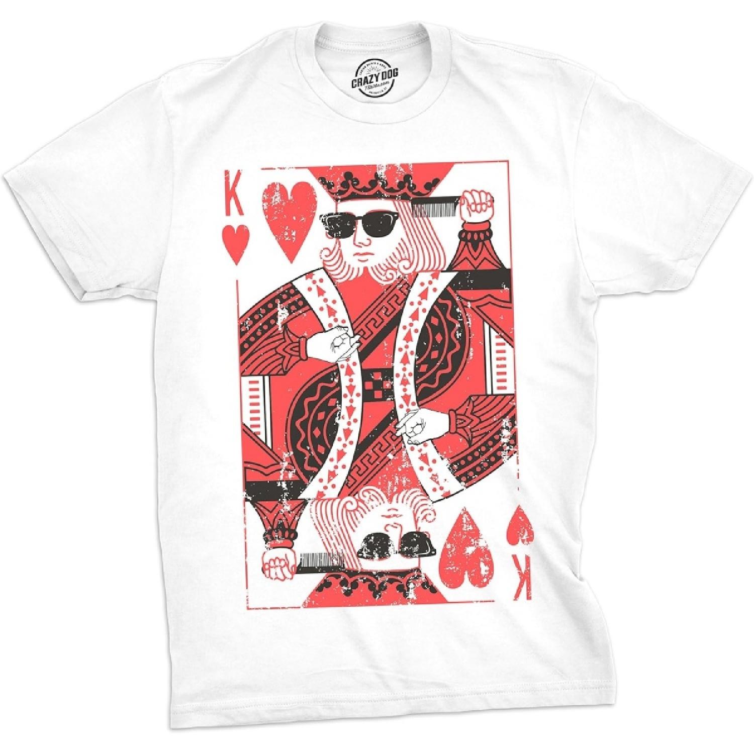 Mens King of Hearts T Shirt Cool Vintage Graphic Novelty Retro Tee for Guys S
