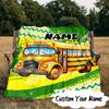 Custom Name School Bus Adventure Blanket  Ideal Bedding Blanket Perfect for Travel, Camping, Living Rooms, Offices, Sofas, Fan Christmas Gift