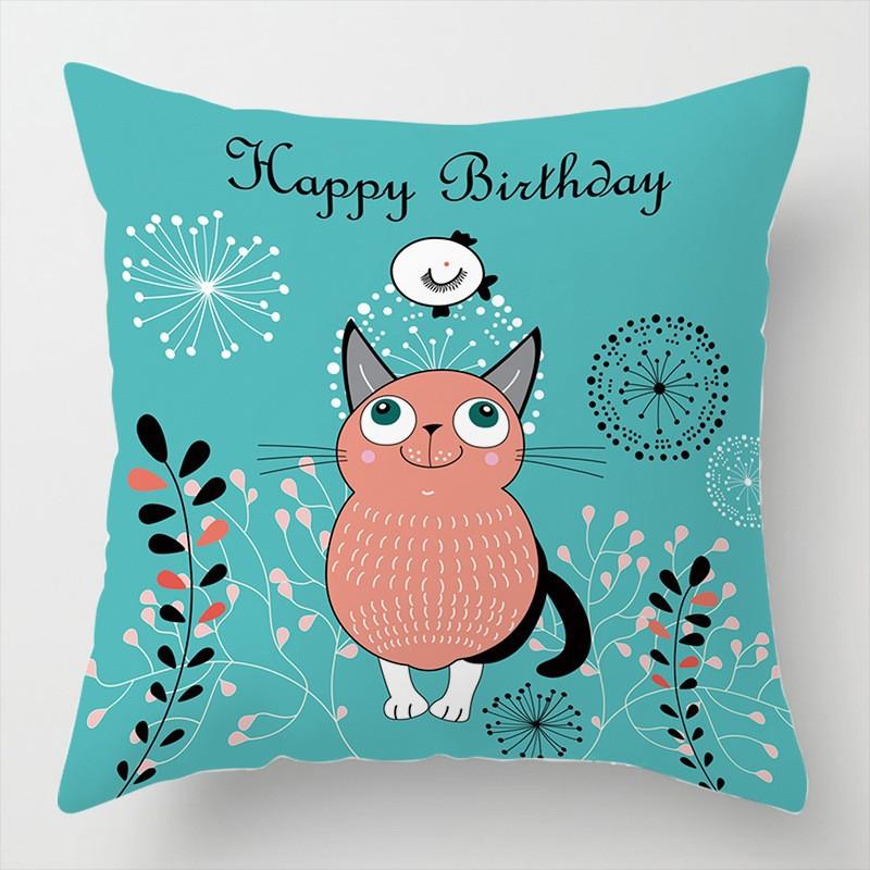Cartoon Gift Pillow Sofa Bay Window Linen Cushion Cover