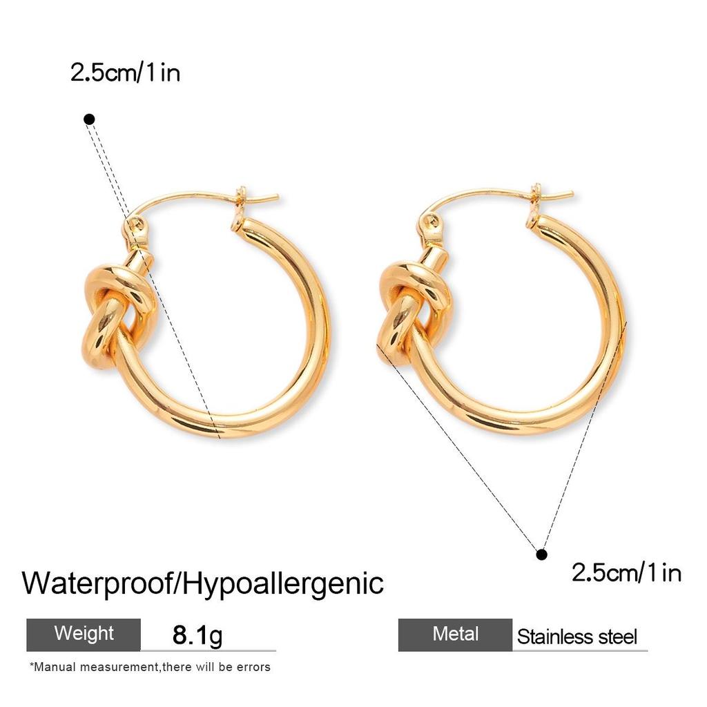 Stainless Steel Knotted Round Ear Cuffs: Elegant and Versatile High-End Jewelry