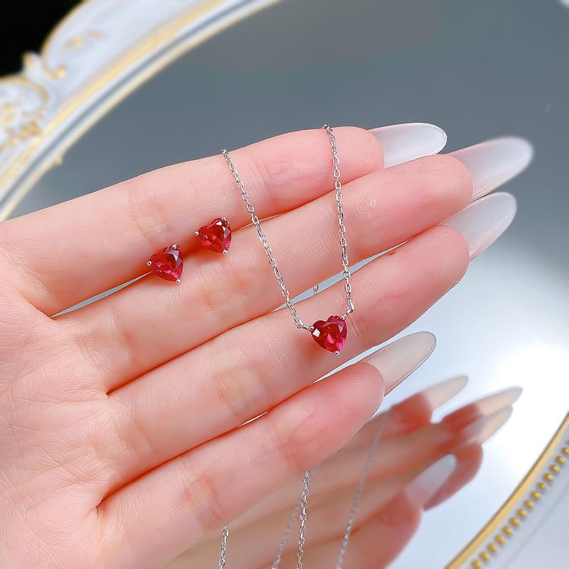 Šperky 6 * 6 Srdce Náhrdelník Červený Diamant Láska Žena