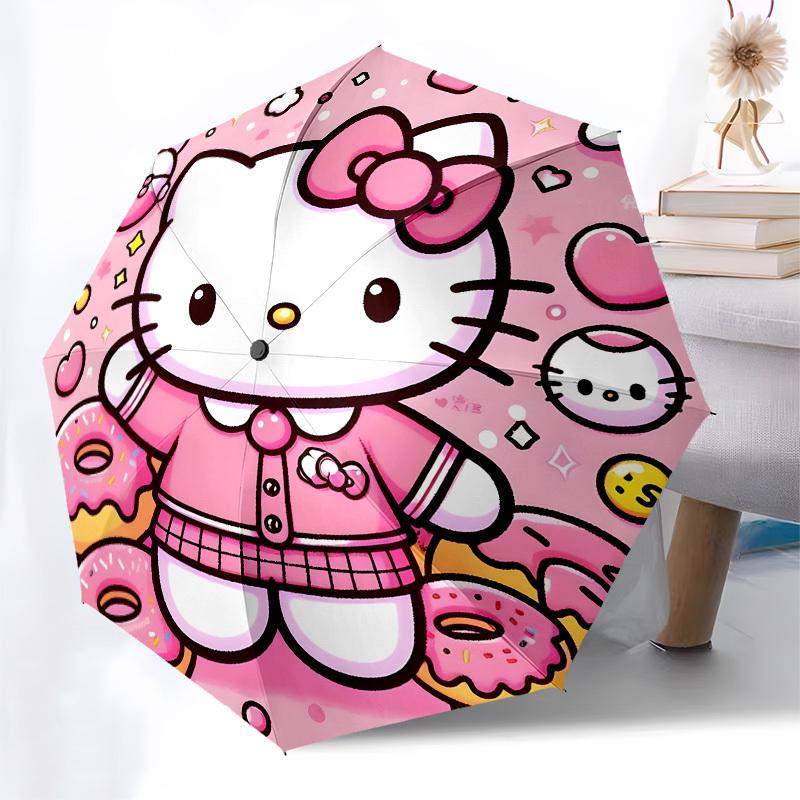 1pc Hello Kitty Donuts Pink Theme Umbrella with Plastic Handle,Suitable for All Seasons Home Travel Outdoor UmbrellaSanlio114