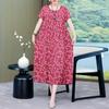 Abiti eleganti taglie forti per donna Abito lungo vintage a maniche corte allentato casual