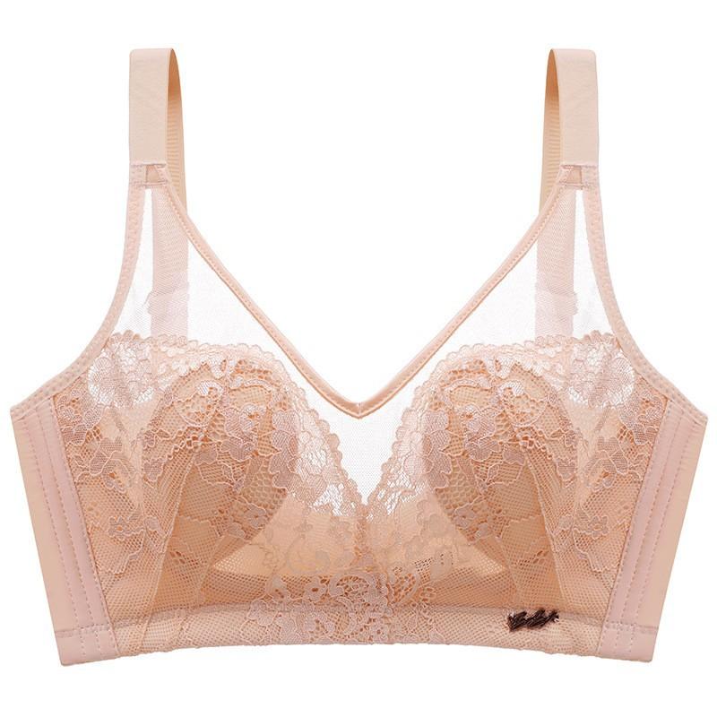 

Бюстгальтер с кроличьими ушками Женский регулируемый бюстгальтер Женский красивый бюстгальтер с кружевом без стальных косточек 42/95C бежевый