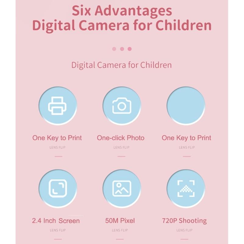 Kids Print Camera Photography with Rechargeable Battery and Paper for Creative Play