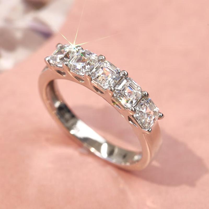 Square Shaped Cubic Zirconia Rings Women for Marriage Wedding Ceremony Simple Luxury Female Jewelry Wholesale & Drop Ship