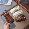 Gladiator Children Sandals Girl Soft Princess Shoes Retro Brown Roman Sandal Outdoor Braided Shoe Beige Kids Shoets Weave G03223