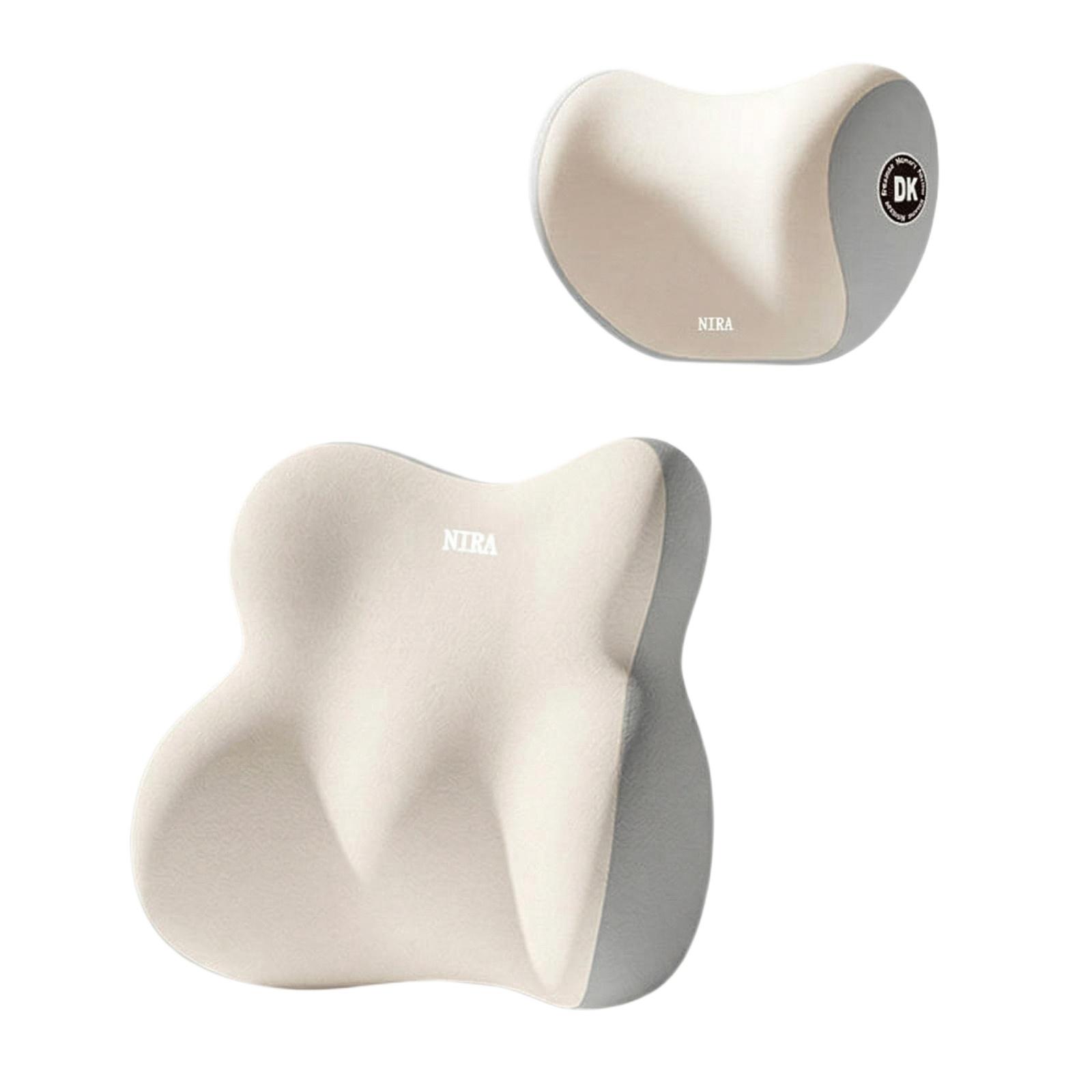 

Car Neck Pillow and Lumbar Support Set Memory Foam Headrest Cushion Driver Seat Backrest Pad for Vehicle Comfort and Posture Support One Size белый