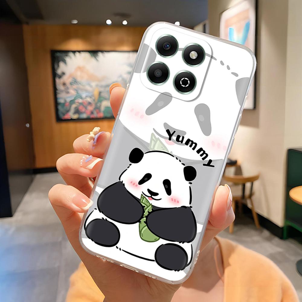 Honor X6B Kılıfı Sevimli Panda Şeffaf Arka Kapak Honor X6b JDY-LX1 JDY-LX2 İçin Şeffaf Silikon Tam Kapsama Telefon Kılıfı Coque