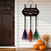 Halloween Yard And Porch Supplies Broom Parking Sign with 3 Witch Brooms, Hocus Pocus Themed Wooden Sign, Party Ornaments Funny Wall Hanging