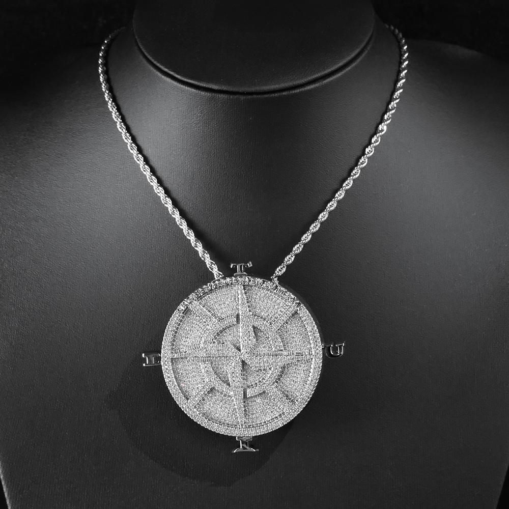 Customized Gold-Plated 18k Circular Pendant With Iced Out Diamond Micro Laid 5A CZ Stone Necklace, Men's And Women's Gift