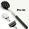 3 Detachable Scratching Heads Back Scratcher: Dual Sides, Telescoping, Adjustable, Metal Construction