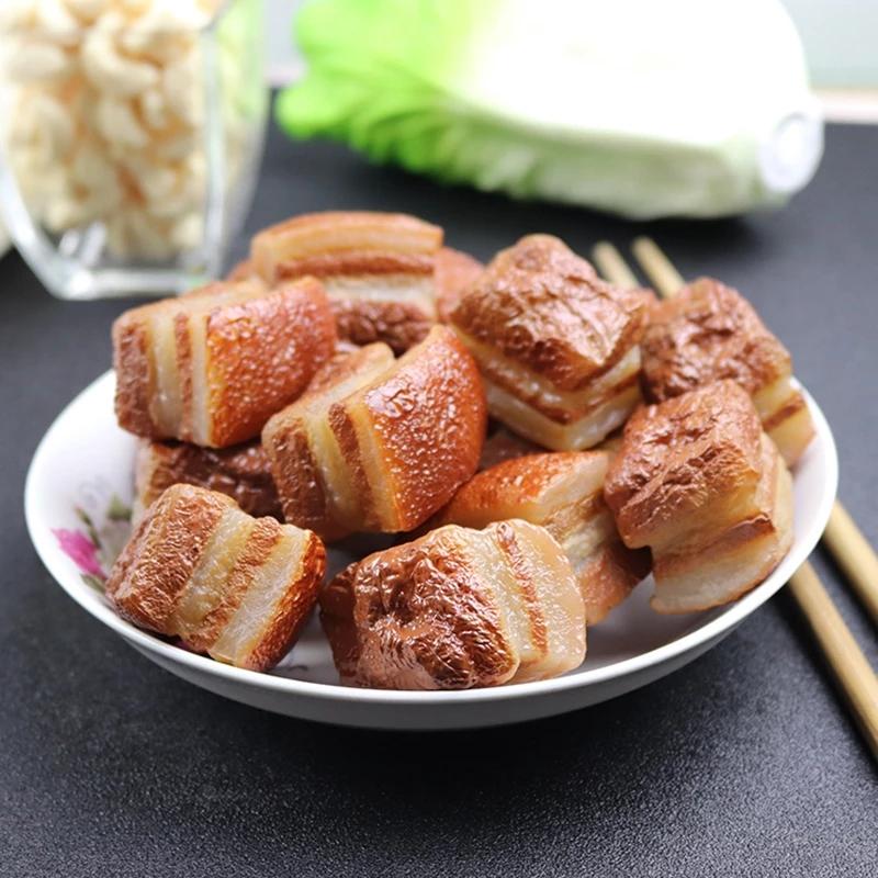 1Pc Artificial Foods Simulation Braised Pork Meat Product Model Fake Pork Belly Three-layer Meat Dongpo Meat Pork Kid Toys