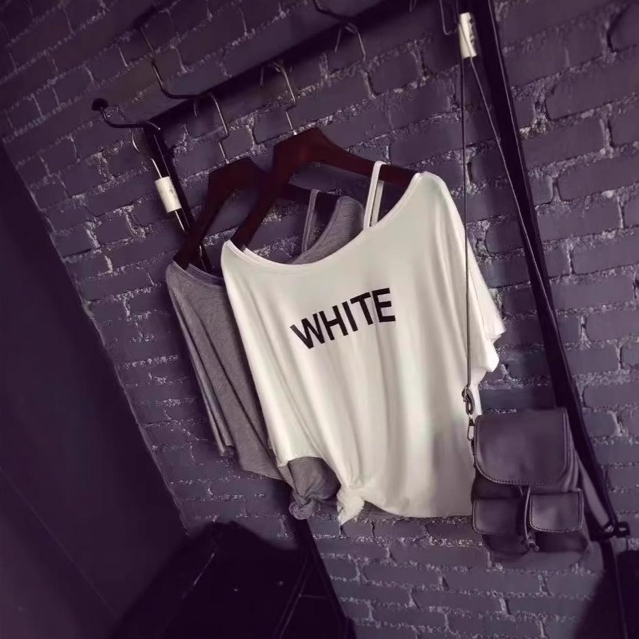 

Off-Shoulder Backless Asymmetric Hem Short Sleeve Modal T-Shirt for Women XL