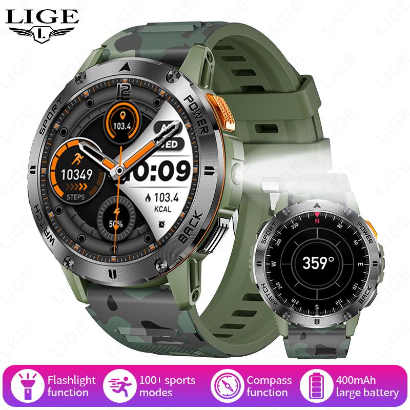 Outdoor GPS Sports Tracker Smart Watch Men Compass Bluetooth Call Waterproof Smartwatch LED Flashlight Ftiness Watches smart health watch