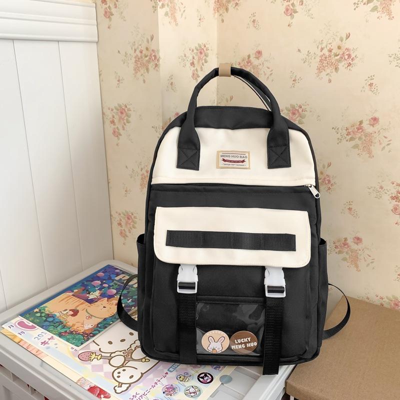 New high-value and lightweight schoolbag for junior high school students, college students, niche contrasting colors, portable backpack for women