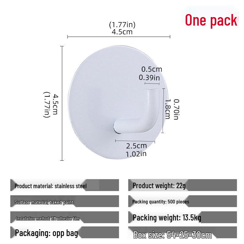 304 Stainless Steel Adhesive Clothes Hook - Punch-Free, Strong Hold, Behind-Door Mount