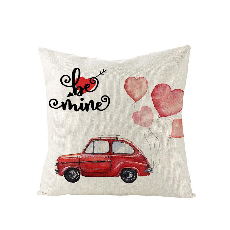 Valentine's Day Pillow Nordic Pink Car Rose Polyester Printed Cushion Sofa Cushion Home Products
