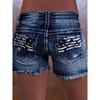 Neue bestickte bedruckte mehrreihige hochtaillierte Slim-Fit- und modische Straight-Leg-Casual-Denim-Shorts