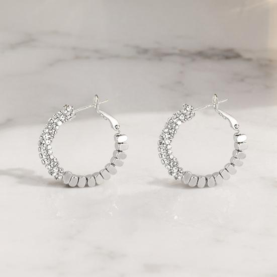 1 Pair Huggie Hoop Earrings for Women, Lightweight Cubic Zirconia Earrings, Simple Minimalist Geometric Jewelry