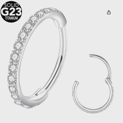 "F136 Titanium Thin Nose Ring Earring - 0.8/1.0 Rod Thickness, 6/8/10/12mm Inner Diameter"